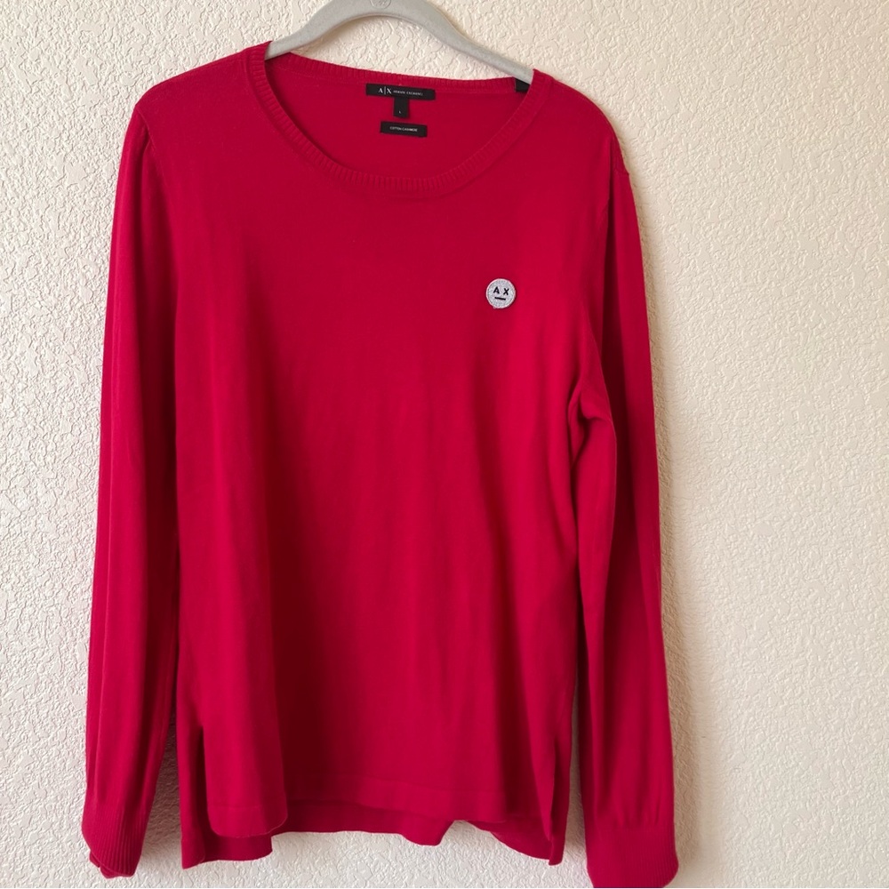 Armani Exchange Red Cotton Cashmere Sweater Large NWT